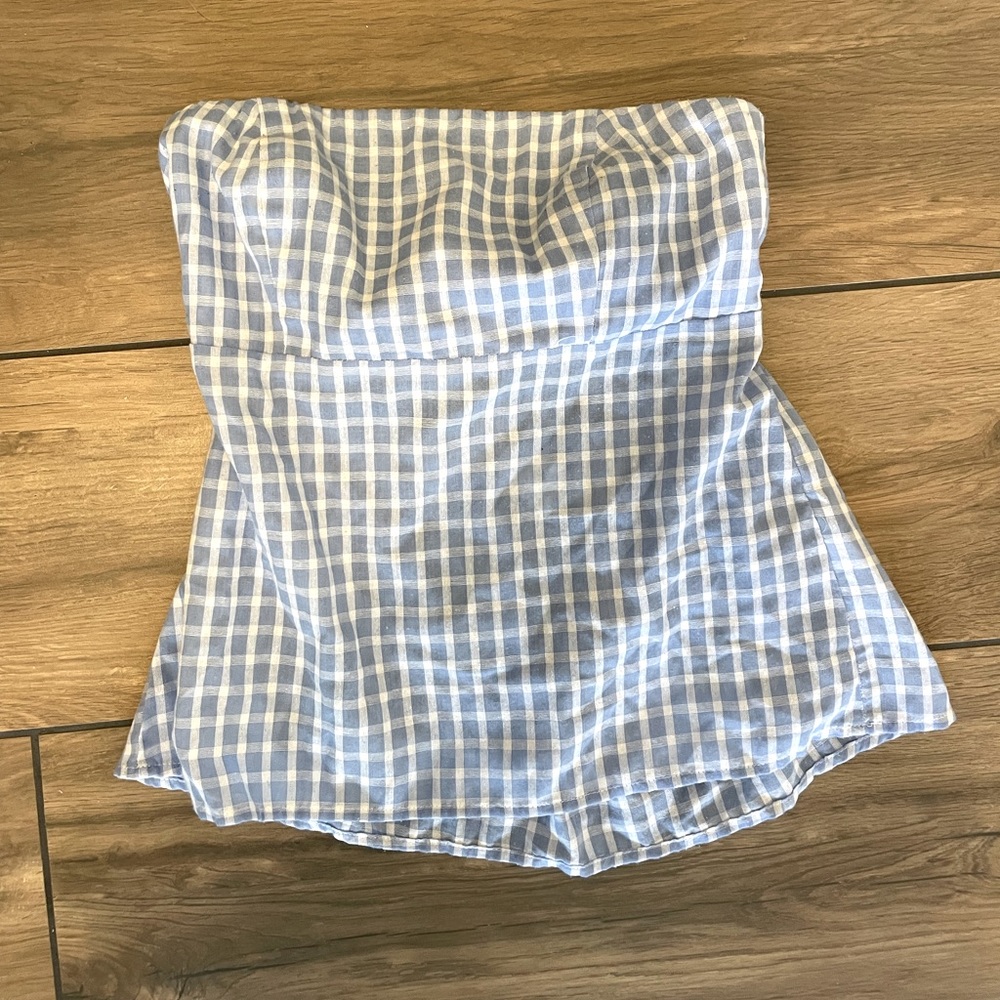 Strapless Gingham Top